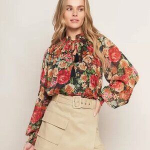 Flying Tomato Balloon Sleeve Floral Print Blouse